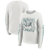 Philadelphia Eagles WEAR by Erin Andrews Women's Graphic Waffle Long-Sleeve T-Shirt White