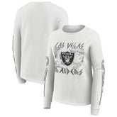 Las Vegas Raiders WEAR by Erin Andrews Women's Graphic Waffle Long-Sleeve T-Shirt White