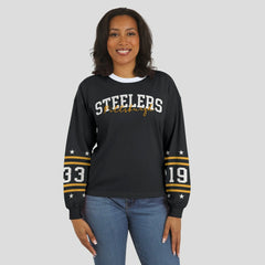Pittsburgh Steelers WEAR by Erin Andrews Women's Sport Long-Sleeve T-Shirt Black