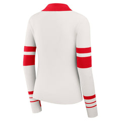Kansas City Chiefs WEAR by Erin Andrews Women's Ribbed Henley Polo Sweater White