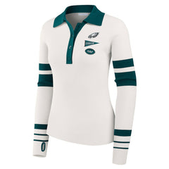 Philadelphia Eagles WEAR by Erin Andrews Women's Ribbed Henley Polo Sweater White