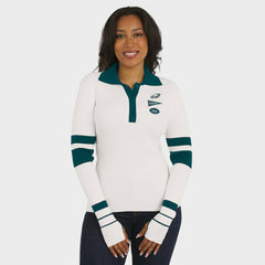 Philadelphia Eagles WEAR by Erin Andrews Women's Ribbed Henley Polo Sweater White