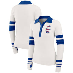 Buffalo Bills WEAR by Erin Andrews Women's Ribbed Henley Polo Sweater White