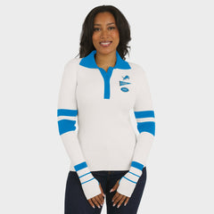 Detroit Lions WEAR by Erin Andrews Women's Ribbed Henley Polo Sweater White