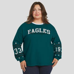 Philadelphia Eagles WEAR by Erin Andrews Women's Plus Size Sport Long-Sleeve T-Shirt Midnight Green