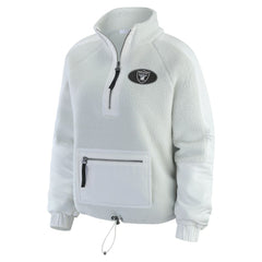 Las Vegas Raiders WEAR by Erin Andrews Women's Polar Fleece Half-Zip Jacket White