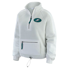 Philadelphia Eagles WEAR by Erin Andrews Women's Polar Fleece Half-Zip Jacket White