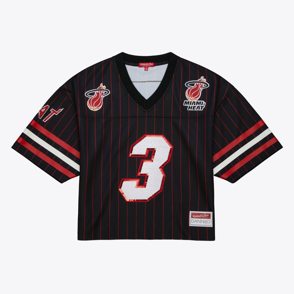 NBA Dwyane Wade Miami Heat x DANNIJO Women's Cropped Football Fashion Jersey - Black