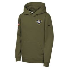 Pittsburgh Steelers Youth 2025 Salute to Service Club Fleece Hoodie Olive