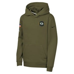 Green Bay Packers Youth 2025 Salute to Service Club Fleece Hoodie Olive
