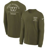 Washington Commanders Youth 2025 Salute to Service Sideline Long Sleeve T-Shirt Olive