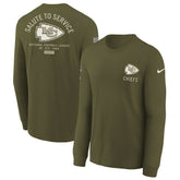 Kansas City Chiefs Youth 2025 Salute to Service Sideline Long Sleeve T-Shirt Olive