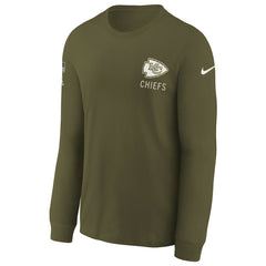 Kansas City Chiefs Youth 2025 Salute to Service Sideline Long Sleeve T-Shirt Olive