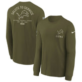 Detroit Lions Youth 2025 Salute to Service Sideline Long Sleeve T-Shirt Olive