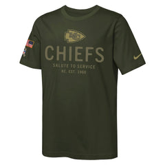 Kansas City Chiefs Youth 2025 Salute to Service Sideline Dri-FIT T-Shirt Olive