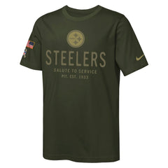 Pittsburgh Steelers Youth 2025 Salute to Service Sideline Dri-FIT T-Shirt Olive
