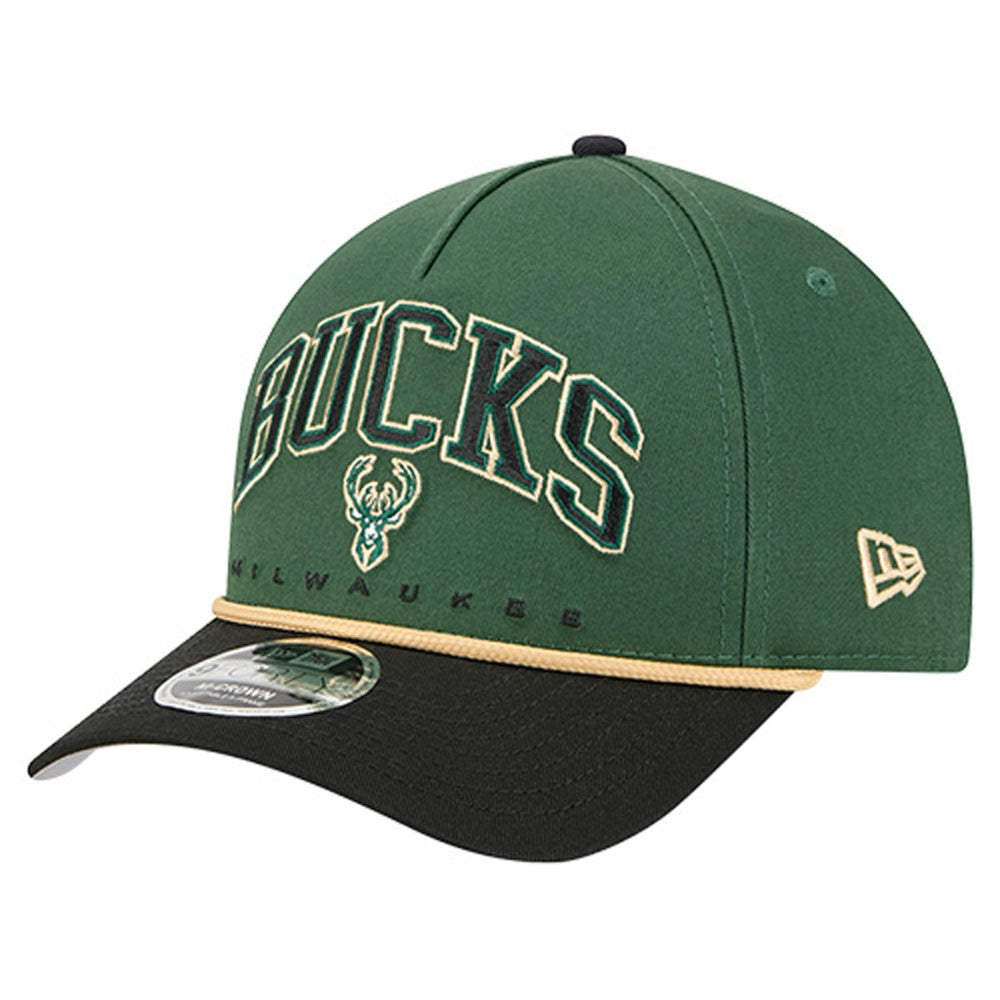 Milwaukee Bucks Bold Arch COOLERA 9FORTY A-Frame M-Crown Adjustable Hat Hunter Green