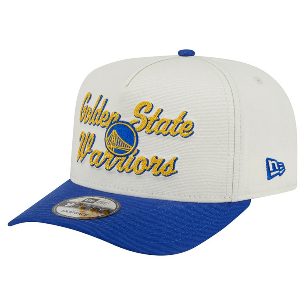 Golden State Warriors Chainstitch 9FIFTY A-Frame Snapback Hat Cream/Royal