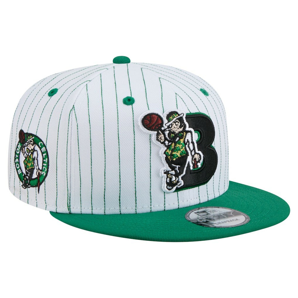Boston Celtics Deceptor Pinstripe 9FIFTY Snapback Hat White