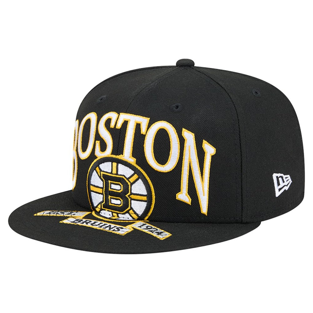 NHL Boston Bruins New Era Oversized Vintage Arch 59Fifty Fitted Hat - Black