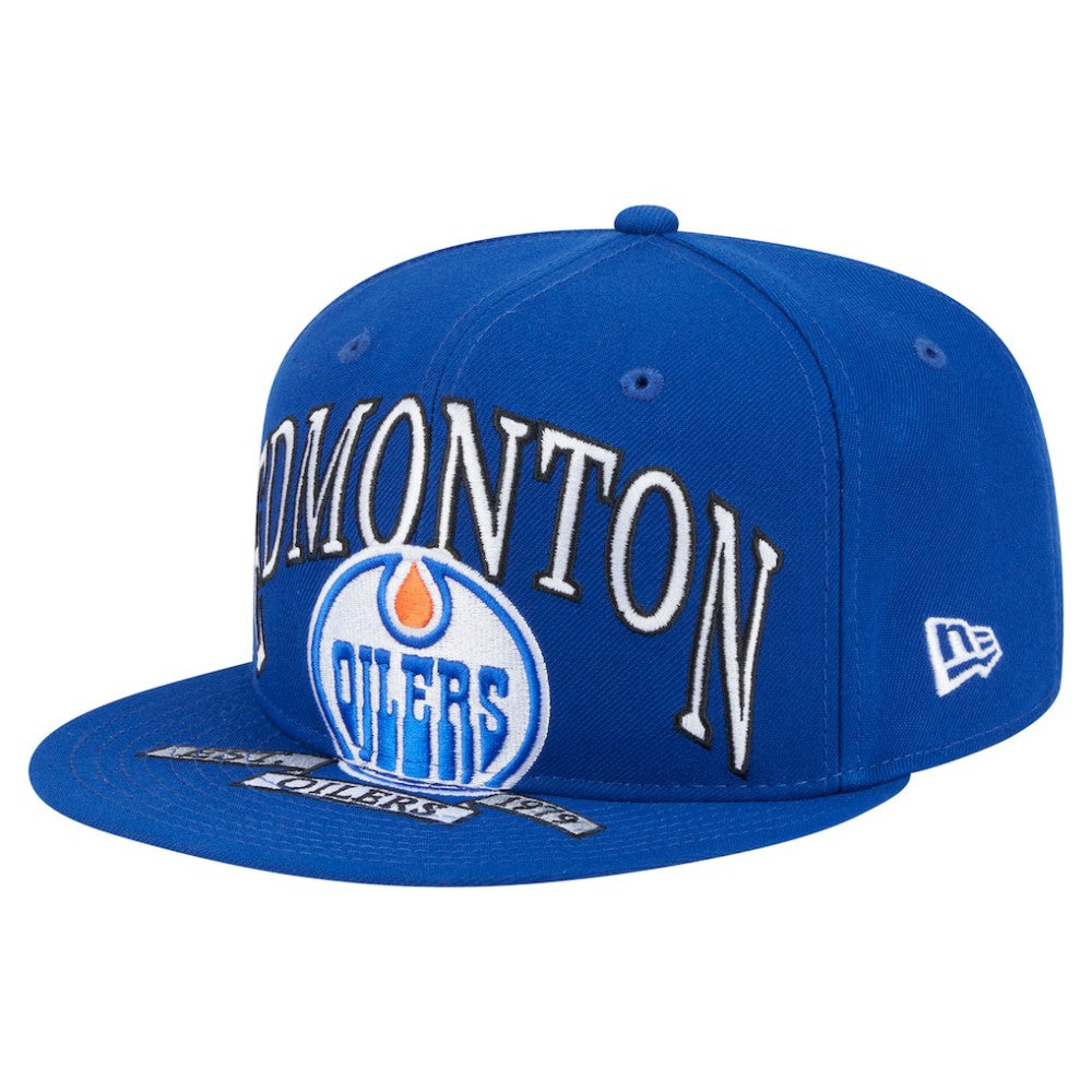 NHL Edmonton Oilers New Era Oversized Vintage Arch 59Fifty Fitted Hat - Royal
