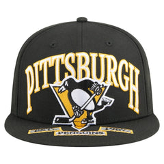NHL Pittsburgh Penguins New Era Oversized Vintage Arch 59Fifty Fitted Hat - Black