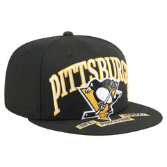 NHL Pittsburgh Penguins New Era Oversized Vintage Arch 59Fifty Fitted Hat - Black