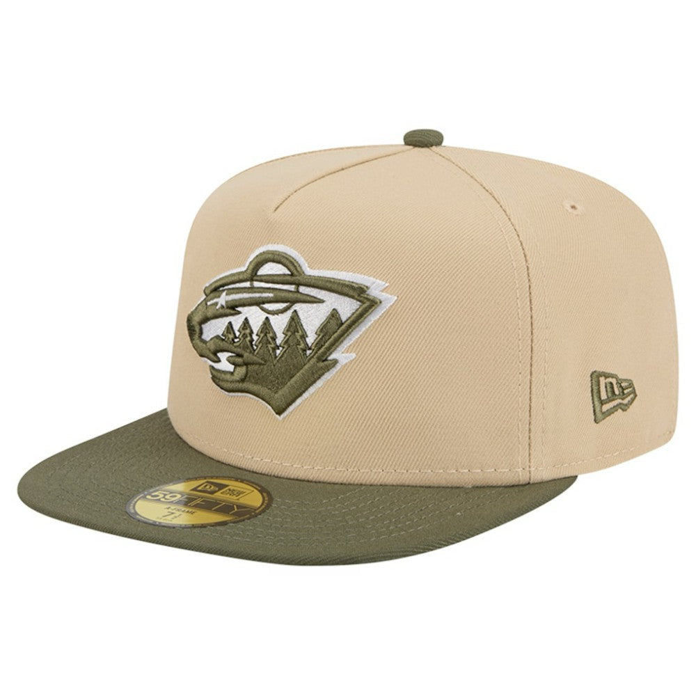 NHL Minnesota Wild New Era Color Pack Two-Tone 59FIFTY A-Frame Fitted Hat - Tan/Olive