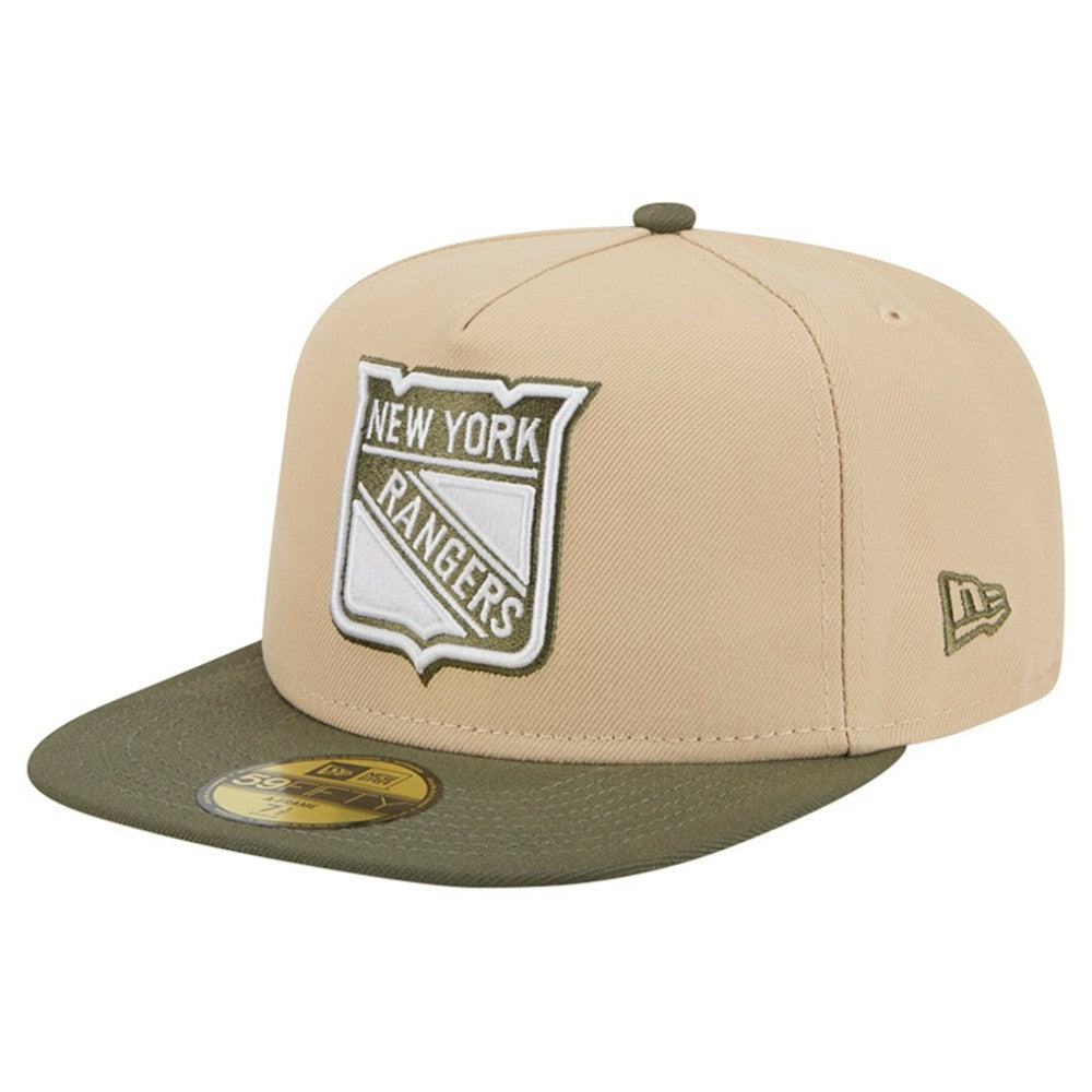 NHL New York Rangers New Era Color Pack Two-Tone 59FIFTY A-Frame Fitted Hat - Tan/Olive