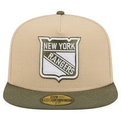 NHL New York Rangers New Era Color Pack Two-Tone 59FIFTY A-Frame Fitted Hat - Tan/Olive