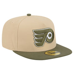 NHL Philadelphia Flyers New Era Color Pack Two-Tone 59FIFTY A-Frame Fitted Hat - Tan/Olive