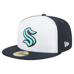 NHL Seattle Kraken New Era Repeat Two-Tone 59FIFTY Fitted Hat - White/Deep Sea Blue