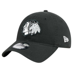 NHL Chicago Blackhawks New Era Stamp Fabric Applique 9TWENTY Adjustable Hat - Black