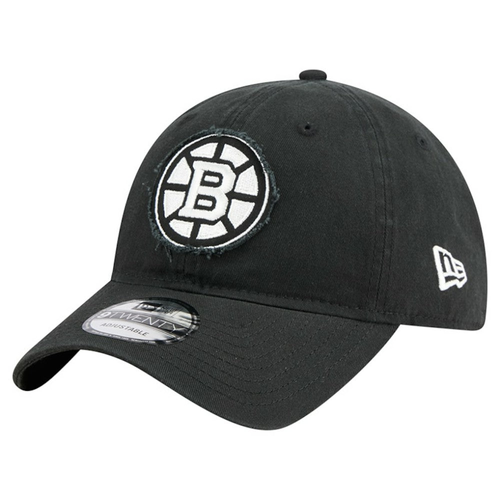 NHL Boston Bruins New Era Stamp Fabric Applique 9TWENTY Adjustable Hat - Black
