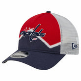 NHL Washington Capitals New Era Hockey Sock 9FORTY A-Frame M-Crown Adjustable Trucker Hat - Navy/Red