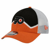 NHL Philadelphia Flyers New Era Hockey Sock 9FORTY A-Frame M-Crown Adjustable Trucker Hat - Orange/Black