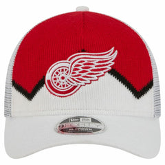 NHL Detroit Red Wings New Era Hockey Sock 9FORTY A-Frame M-Crown Adjustable Trucker Hat - White/Red