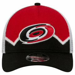 NHL Carolina Hurricanes New Era Hockey Sock 9FORTY A-Frame M-Crown Adjustable Trucker Hat - Black/Red
