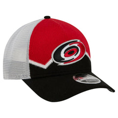 NHL Carolina Hurricanes New Era Hockey Sock 9FORTY A-Frame M-Crown Adjustable Trucker Hat - Black/Red
