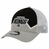 NHL Los Angeles Kings New Era Hockey Sock 9FORTY A-Frame M-Crown Adjustable Trucker Hat - Silver/Black