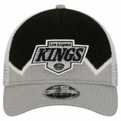 NHL Los Angeles Kings New Era Hockey Sock 9FORTY A-Frame M-Crown Adjustable Trucker Hat - Silver/Black