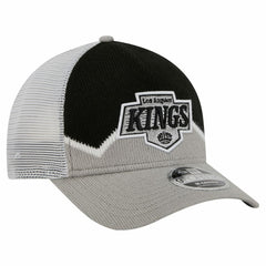 NHL Los Angeles Kings New Era Hockey Sock 9FORTY A-Frame M-Crown Adjustable Trucker Hat - Silver/Black