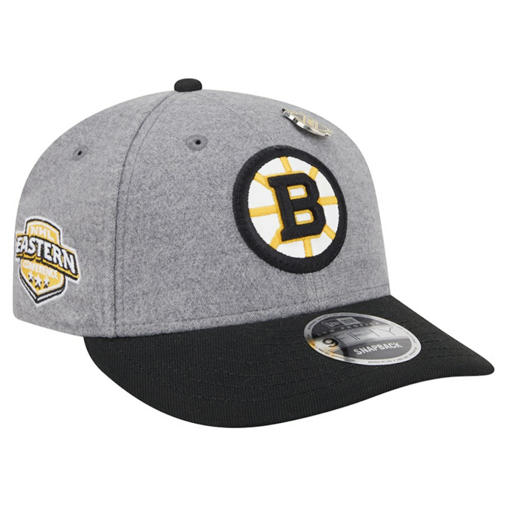 NHL Boston Bruins New Era Wool Pin Low Profile 9FIFTY Snapback Hat - Gray/Black
