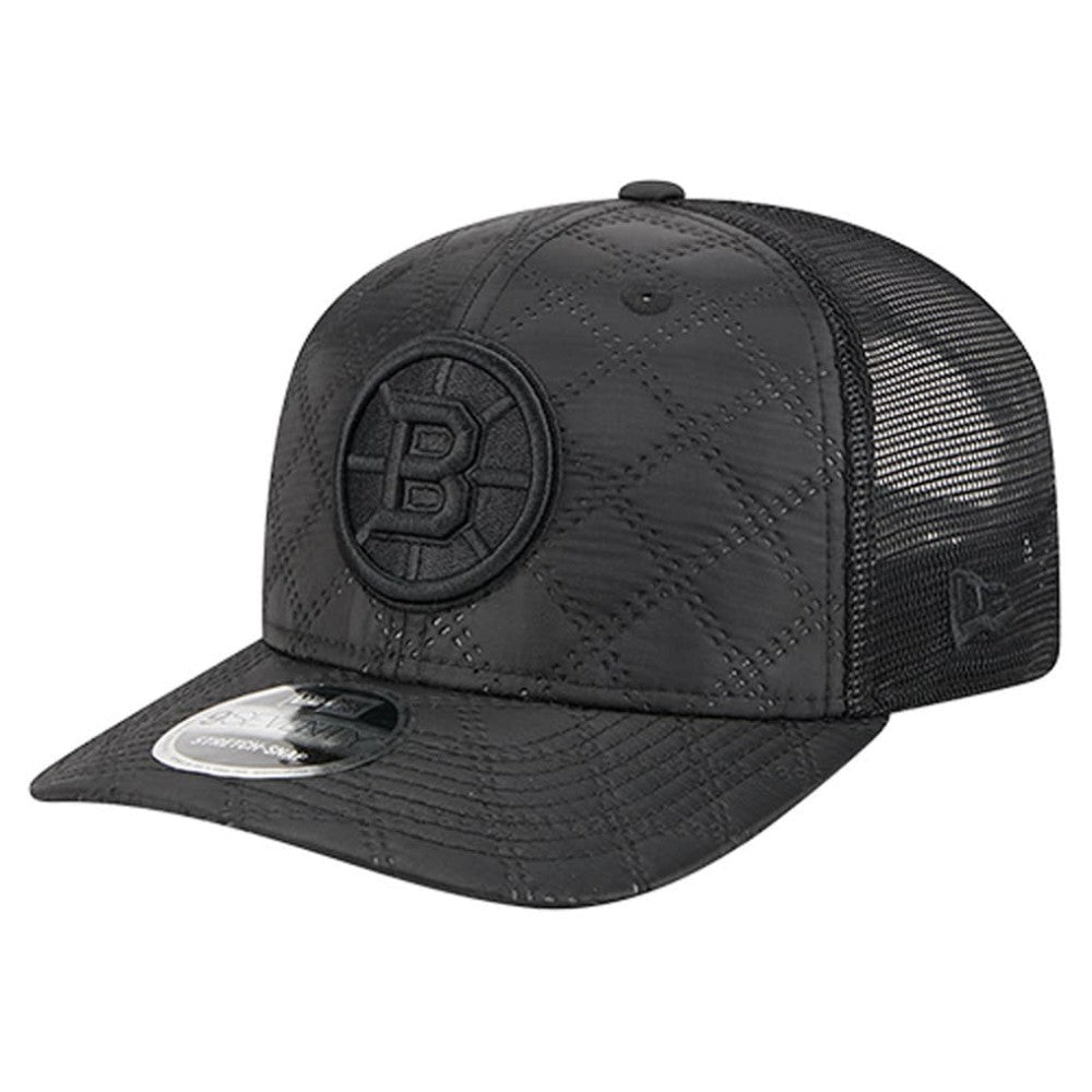 NHL Boston Bruins New Era Quilted Nylon 9SEVENTY Adjustable Trucker Hat - Black
