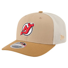 NHL New Jersey Devils New Era Two-Tone Trucker 9SEVENTY Stretch Snap Adjustable Hat - Tan/Light Brown