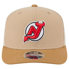 NHL New Jersey Devils New Era Two-Tone Trucker 9SEVENTY Stretch Snap Adjustable Hat - Tan/Light Brown