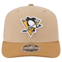 NHL Pittsburgh Penguins New Era Two-Tone Trucker 9SEVENTY Stretch Snap Adjustable Hat - Tan/Light Brown