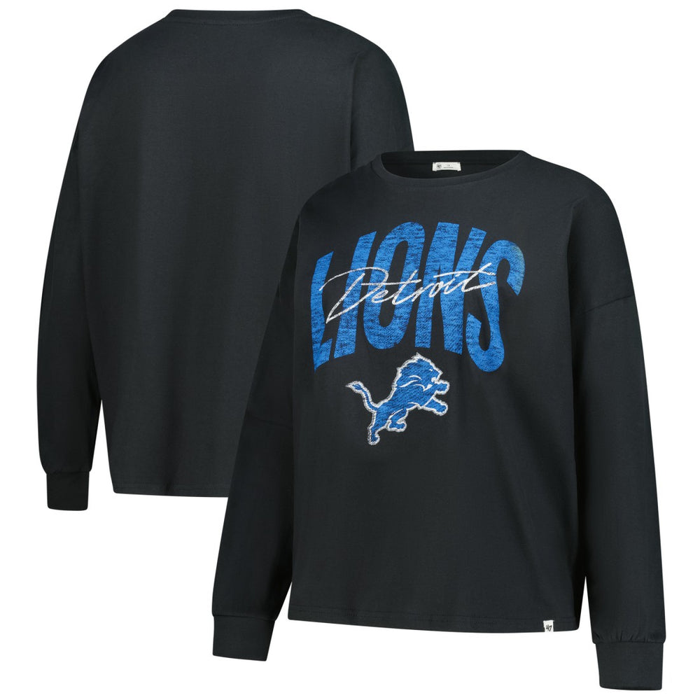Detroit Lions '47 Women's Plus Size Muse Sydney Long Sleeve T-Shirt Black