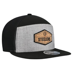 Pittsburgh Steelers New Era Cork Split Panel 9FIFTY Trucker Snapback Hat Gray/Black