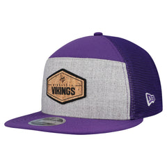 Minnesota Vikings New Era Cork Split Panel 9FIFTY Trucker Snapback Hat Gray/Purple